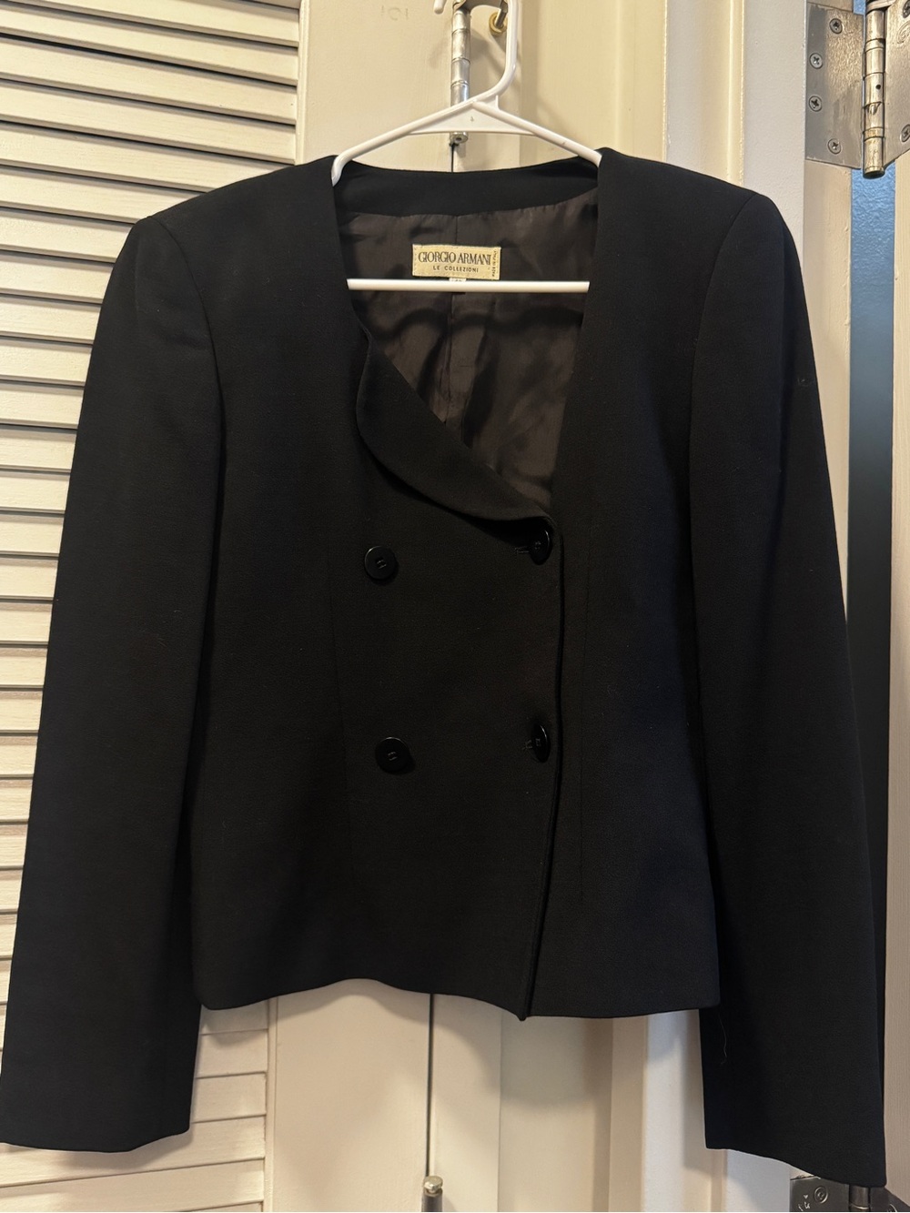 Vintage Giorgio Armani Le Collezioni Black Minimalist Wool Jacket Made in Italy